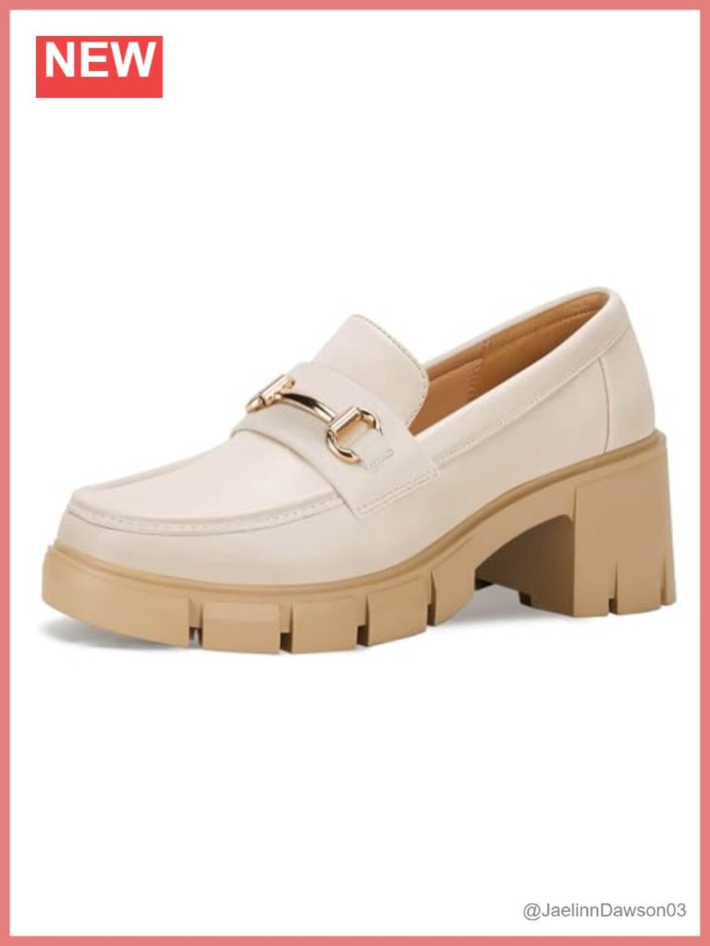 Chunky Platform Lug Sole Loafers Mid Heel Square Toe Dress Work Shoes with